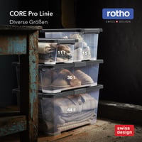 Úložný box Rotho Core Pro 65 litrov, priehľadný, s vekom a kolieskami — Na jednom veku malá prasklina (stav: pozri 2. obrázok) 10