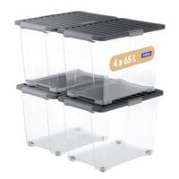 Úložný box Rotho Core Pro 65 litrov, priehľadný, s vekom a kolieskami — Na jednom veku malá prasklina (stav: pozri 2. obrázok) 1