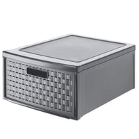 Rotho Country úložný box so zásuvkou 19,2 l, 1 zásuvka, ratanový vzhľad, antracitový, plast bez BPA, 45x34x20 cm 1