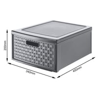 Rotho Country úložný box so zásuvkou 19,2 l, 1 zásuvka, ratanový vzhľad, antracitový, plast bez BPA, 45x34x20 cm 3