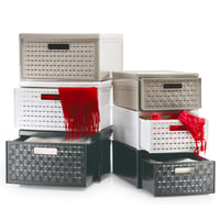 Rotho Country úložný box so zásuvkou 19,2 l, 1 zásuvka, ratanový vzhľad, antracitový, plast bez BPA, 45x34x20 cm 4