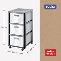 Organizator cu roți Rotho Country cu 3 sertare, aspect ratan, alb, 3 x A4/18 l, 37,5 x 32,5 x 71,2 cm, plastic fără BPA 3