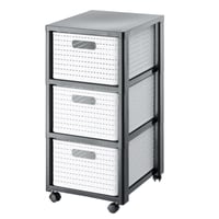 Organizator cu roți Rotho Country cu 3 sertare, aspect ratan, alb, 3 x A4/18 l, 37,5 x 32,5 x 71,2 cm, plastic fără BPA 1