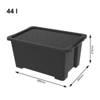 Rotho Evo Easy kutija za pohranu s poklopcem, 44 L, reciklirana plastika (PP), crna, 58,5 x 39 x 27,9 cm 3