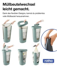 Rotho Fabu Műanyag Sárga Zsák Tartó Fedéllel, Újrahasznosított PP, Zöld, 40x40x62,1 cm 5