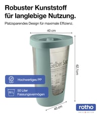 Rotho Fabu Műanyag Sárga Zsák Tartó Fedéllel, Újrahasznosított PP, Zöld, 40x40x62,1 cm 4