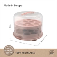Rotho Fresh podnos na tortu s poklopom, vysoký, potravinársky nezávadný plast (PP) bez obsahu BPA, ružová, 35,5 x 34,5 x 26 cm 2