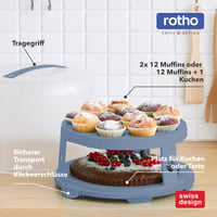 Rotho Fresh podnos na tortu s poklopom, vysoký, potravinársky nezávadný plast (PP) bez obsahu BPA, ružová, 35,5 x 34,5 x 26 cm 5