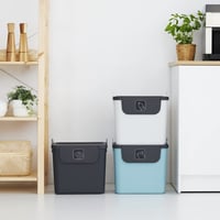 Súprava na triedenie odpadu Rotho Jive, 3 x 30 l, kuchynský kôš na triedený odpad, recyklovaný plast, tmavosivá, biela, zelená, 3x30L 6