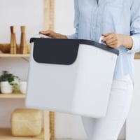 Súprava na triedenie odpadu Rotho Jive, 3 x 30 l, kuchynský kôš na triedený odpad, recyklovaný plast, tmavosivá, biela, zelená, 3x30L 3