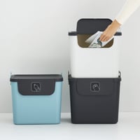 Súprava na triedenie odpadu Rotho Jive, 3 x 30 l, kuchynský kôš na triedený odpad, recyklovaný plast, tmavosivá, biela, zelená, 3x30L 2