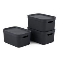 Rotho Jive kutija za pohranu s poklopcem, 3 kom., 5 L, složiva, reciklirana PP plastika, tamnosiva, 27,8x19,5x22,4 cm 1