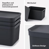Rotho Jive kutija za pohranu s poklopcem, 3 kom., 5 L, složiva, reciklirana PP plastika, tamnosiva, 27,8x19,5x22,4 cm 5