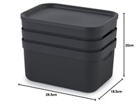 Rotho Jive kutija za pohranu s poklopcem, 3 kom., 5 L, složiva, reciklirana PP plastika, tamnosiva, 27,8x19,5x22,4 cm 9