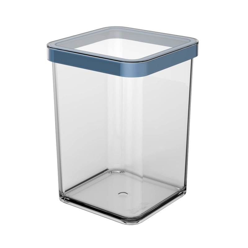 Rotho Loft štvorcová dóza na potraviny s vekom a tesnením, 1 l, modrá/priehľadná, BPA-free SAN plast, vhodná do umývačky riadu, 10x10x14,2 cm