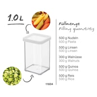 Rotho Loft štvorcová dóza na potraviny s vekom a tesnením, 1 l, modrá/priehľadná, BPA-free SAN plast, vhodná do umývačky riadu, 10x10x14,2 cm 2