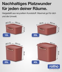 Rotho Maloja kutija za pohranu 12 L, crvena, 39,5 x 26,5 x 17,7 cm, plastična kutija za odlaganje za kućanstvo 4