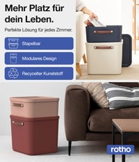Rotho Maloja kutija za pohranu 12 L, crvena, 39,5 x 26,5 x 17,7 cm, plastična kutija za odlaganje za kućanstvo 3