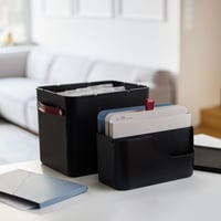 Cutie de arhivare Rotho MYPAPER, organizator documente din plastic, negru, 40x29x29,8 cm, 27 litri, suport pentru dosare 6