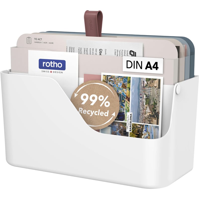 Rotho MyPaper Organizator de birou pentru documente, tăviță pentru corespondență, suport pentru acte, alb, roșu