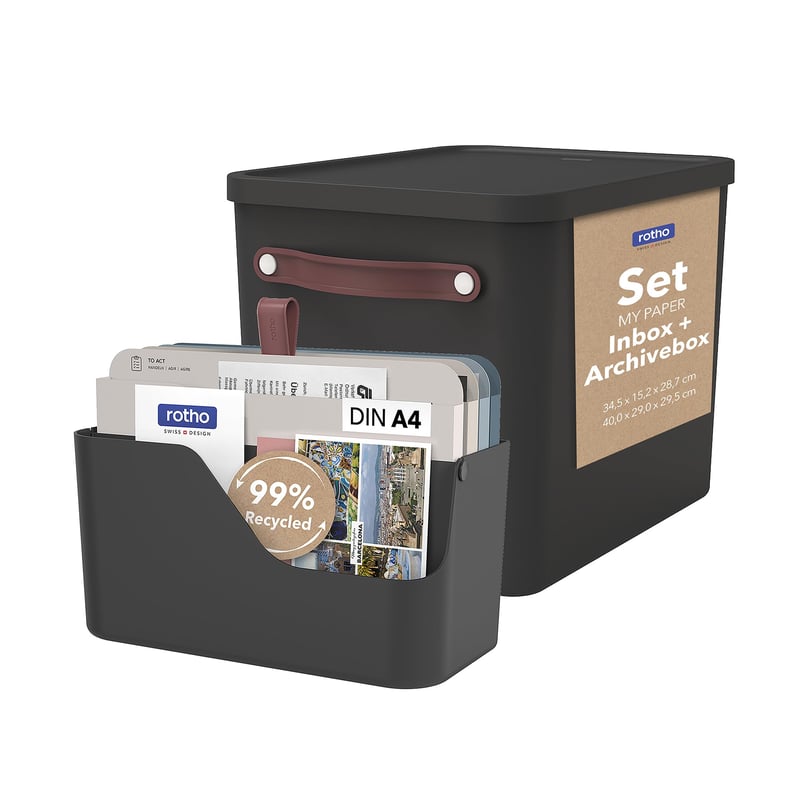 Rotho MyPaper Plus A4 kutija za dokumente i organizator, crna
