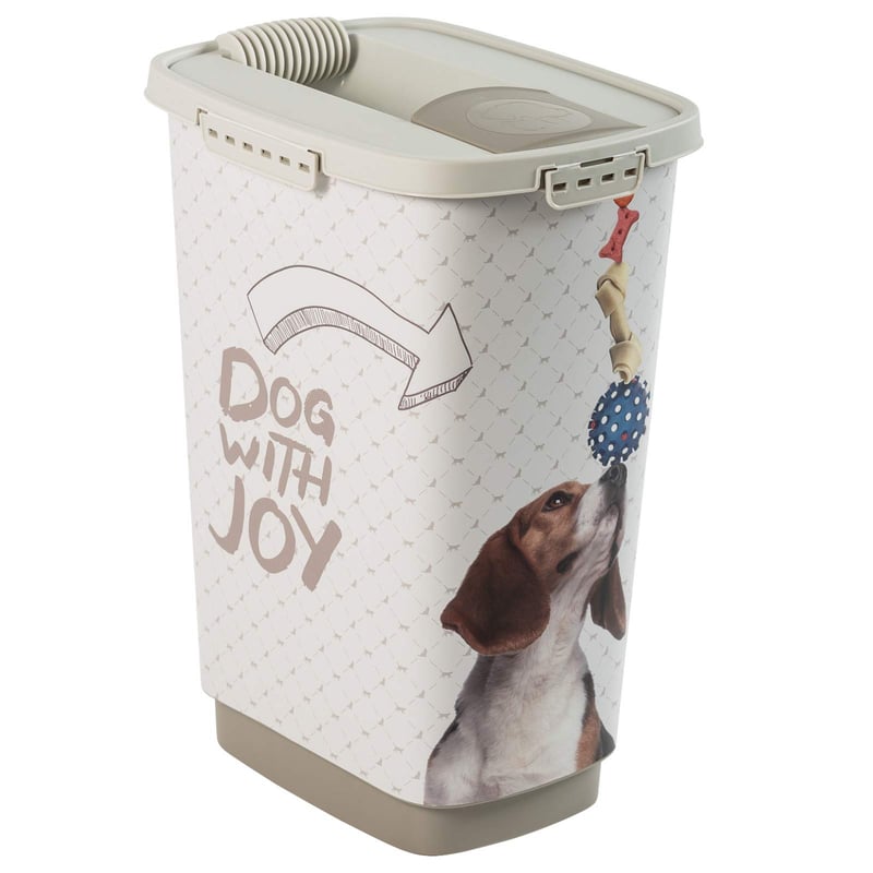 Nádoba na krmivo Rotho MyPet Cody, 25 l, s vekom a dávkovačom, plast bez BPA, antracitová/biela, 33x25x46 cm