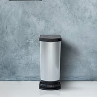 Odpadkový kôš s pedálom Rotho Paso, 50 litrov, s vekom, na triedený odpad, plast bez obsahu BPA, strieborná metalíza, 44x29x67 cm 5