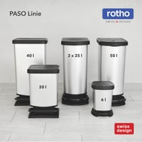 Coș de gunoi cu pedală Rotho Paso, 40 L, aspect inox, capac etanș, pentru bucătărie, baie și atelier, ușor de curățat, argintiu metalizat 7