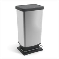 Coș de gunoi cu pedală Rotho Paso, 40 L, aspect inox, capac etanș, pentru bucătărie, baie și atelier, ușor de curățat, argintiu metalizat 1