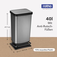 Odpadkový kôš s pedálom Rotho Paso s vekom, 40 l, antracitový, plast bez BPA, 35,3 x 29,5 x 67,6 cm 8