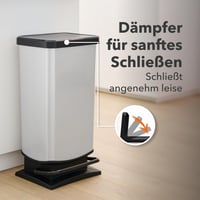 Odpadkový kôš s pedálom Rotho Paso s vekom, 40 l, antracitový, plast bez BPA, 35,3 x 29,5 x 67,6 cm 6