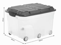 Set 2 cutii de depozitare cu capac Rotho Roller 6, 57 L, Gri transparent 4
