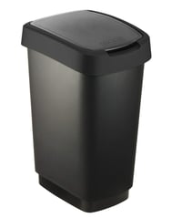 Odpadkový kôš Rotho Salsa 25 litrov s vekom, kôš z recyklovaného čierneho plastu bez obsahu BPA, 33,3 x 25,2 x 47,6 cm 1