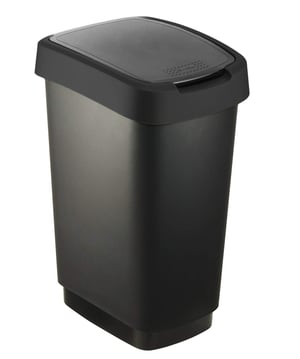 Rotho Salsa kanta za smeće 25 litara s poklopcem, BPA-free reciklirana crna plastična kanta, 33,3 x 25,2 x 47,6 cm