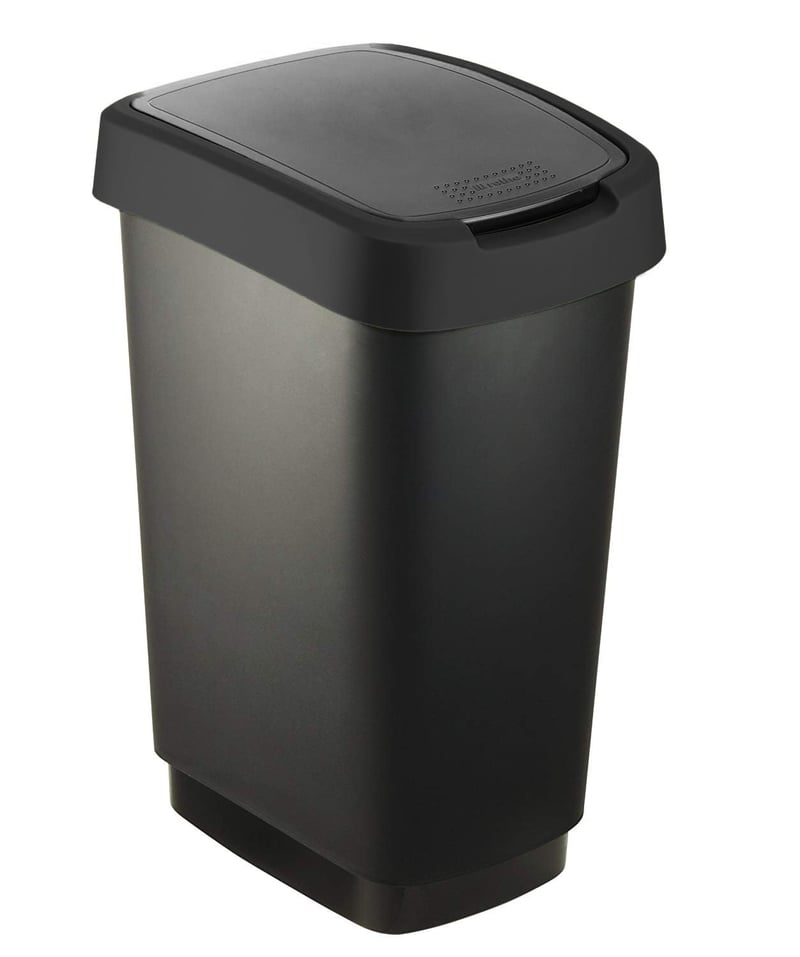 Odpadkový kôš Rotho Salsa 25 litrov s vekom, kôš z recyklovaného čierneho plastu bez obsahu BPA, 33,3 x 25,2 x 47,6 cm