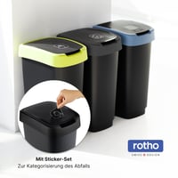 Odpadkový kôš Rotho Salsa 25 litrov s vekom, kôš z recyklovaného čierneho plastu bez obsahu BPA, 33,3 x 25,2 x 47,6 cm 3