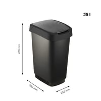 Odpadkový kôš Rotho Salsa 25 litrov s vekom, kôš z recyklovaného čierneho plastu bez obsahu BPA, 33,3 x 25,2 x 47,6 cm 5