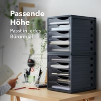 Rotho Spacemaker kancelársky box so 5 zásuvkami, priehľadný/antracitový, plast bez BPA, 33,5 x 28,5 x 32 cm 7