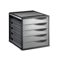Rotho Spacemaker kancelársky box so 5 zásuvkami, priehľadný/antracitový, plast bez BPA, 33,5 x 28,5 x 32 cm 1