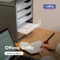 Rotho Spacemaker kancelársky box so 5 zásuvkami, priehľadný/antracitový, plast bez BPA, 33,5 x 28,5 x 32 cm 8