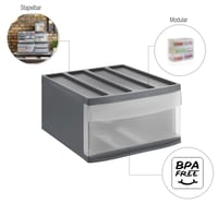 Rotho Systemix ladica za pohranu s 1 ladicom, antracit/prozirna, 39,5x34x20,3 cm, plastika bez BPA 3
