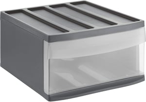 Zásuvkový úložný box Rotho Systemix s 1 zásuvkou, antracitová/priehľadná, 39,5x34x20,3 cm, plast bez BPA, poškriabaný (stav: pozri 2. obrázok)