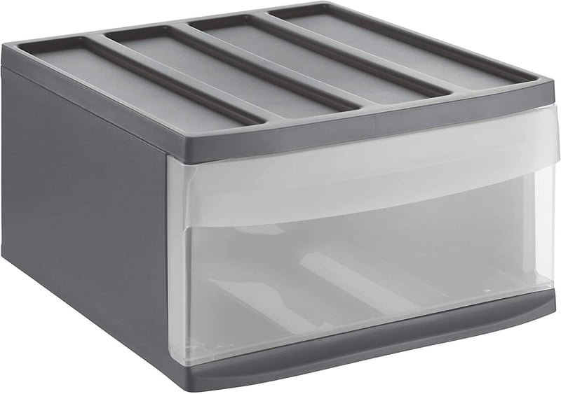 Rotho Systemix ladica za pohranu s 1 ladicom, antracit/prozirna, 39,5x34x20,3 cm, plastika bez BPA
