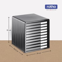 Rotho Timeless kancelársky organizér s 10 zásuvkami, plast bez BPA, antracitovo sivá, 34,5 x 29 x 32 cm 3