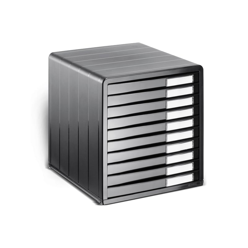 Rotho Timeless kancelársky organizér s 10 zásuvkami, plast bez BPA, antracitovo sivá, 34,5 x 29 x 32 cm