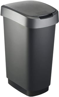 Coș de gunoi de bucătărie Rotho Twist 50 l cu capac, poate fi folosit cu capac oscilant sau basculant, negru/argintiu, 40,1 x 29,8 x 60,2 cm 1