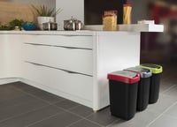 Coș de gunoi de bucătărie Rotho Twist 50 l cu capac, poate fi folosit cu capac oscilant sau basculant, negru/argintiu, 40,1 x 29,8 x 60,2 cm 2