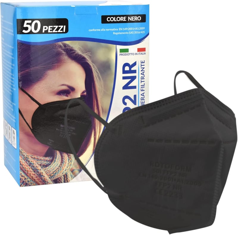 Rotoform FFP2 Maszk 50 db Fekete CE Certified Made in EU