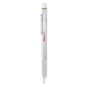 Guľôčkové pero rOtring 600, stredný hrot, čierny atrament, strieborné telo, plniteľné, 14 cm