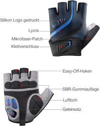 ROTTO Kerékpár Kesztyű MTB Félig Ujjas Gel és SBR Párnázással 5